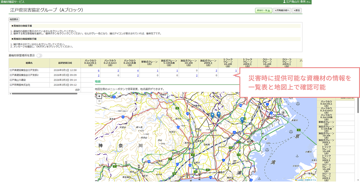 資機材情報の登録・更新